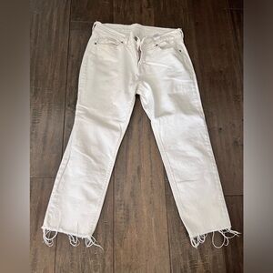 Old Navy Cropped Straight Leg White Jeans